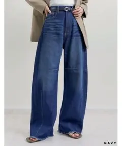 ☆リエディ、裾フリンジバレルレッグデニムパンツ　ショート☆