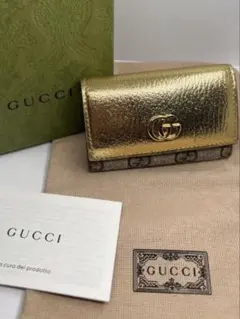 激レア グッチ GGマーモント レザー×キャンバス6連キーケース N2190