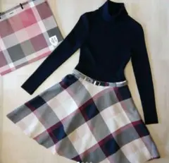 美品*　ブルーレーベルクレストブリッジリブニットドッキングワンピース　38