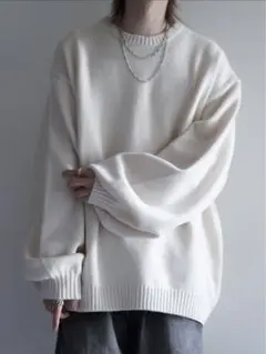 cussilハイファンクショナルニット ワイドバルーンスリーブ ルーズ セーター