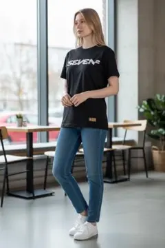 SEVEN2 バックプリント 半袖Tシャツ ブラック Mのサムネイル