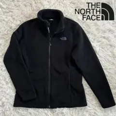 ノースフェイス ジップ フリースジャケット レディースL 大きめ 黒 バックロゴ