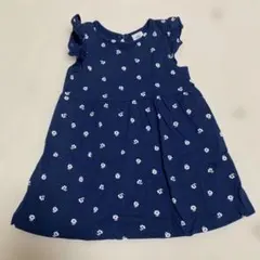 ①H&M ネイビー 花柄 ワンピース 4-6M
