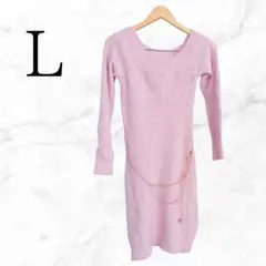 Jay What Lサイズ ピンク ニットワンピース 長袖 チェーン タグ付き