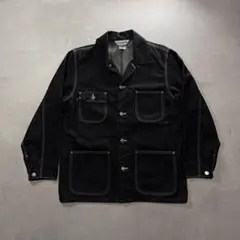 90s Carhartt 先染めブラック デニム ジャケット カバーオール 先染