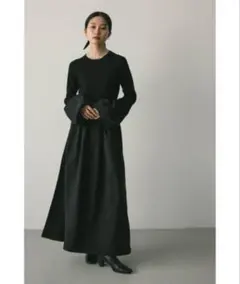 コクーンスリーブコンビネーションニットワンピース　スタミキ