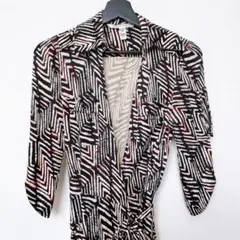 DVF　ダイアンフォンファステンバーグ　シルク　ラップワンピース　襟付き　4