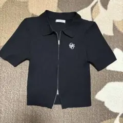 INGNI イング　ブラック 半袖ニット ジップアップ