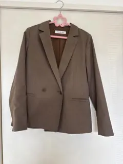 ブラウン テーラードジャケット ダブルボタン