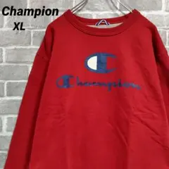 【Champion】ロゴスウェットプルオーバー レッド US古着①