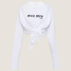 miumiu ロンT 長袖Tシャツ コットン 白 ホワイト ジャージー　ミニ丈のサムネイル
