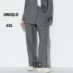【美品】UNIQLO ユニクロ タックワイドパンツ XXL グレー 大きいサイズ