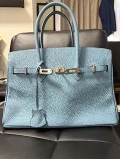 水色レザー ハンドバッグ サイズ40cm ノーブランドのサムネイル
