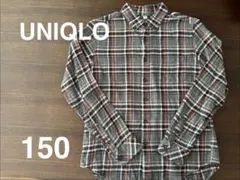 UNIQLO グレーチェック柄 長袖シャツ 150