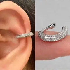 イヤーカフ Zircon キラキラ シルバー・銀色 直径約1.5cm 幅約３mm