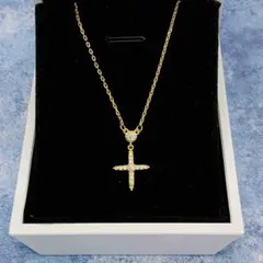 273N【高級感】クロスCZダイヤネックレス K18コート ゴールド 上品人気 