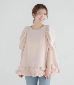 ZOZOTOWN限定カラー】2段フリルバックリボンプルオーバーハーフスリーブ