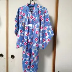 子供用 浴衣 7〜8才 花柄 水色