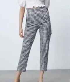 ZARA ハイウェストパンツ　美品　ギンガムチェック　Sサイズ