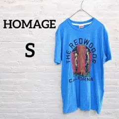 Homage S ブルー半袖Tシャツ メンズ レディース カジュアル　お出かけ