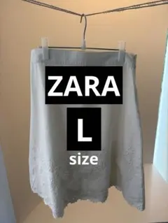 ZARA BASIC 刺繍入り ホワイト フレアスカート Lサイズのサムネイル