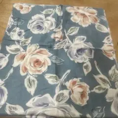 青色 花柄 綿生地 プリント　42✖️100cm