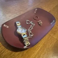 ボルドー　レザー　トレー　小物　雑貨　時計置き　メガネ置き　アクセサリー