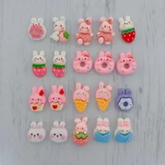 うさぎ ウサギ いちご 花 ホイップデコ デコパーツ 7個 - メルカリ