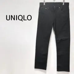 UNIQLO ユニクロ メンズ ストレートパンツ 綿混 デニム風 M ブラック