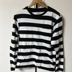 BACK NUMBER ボーダー 長袖カットソー ポケット付き Lのサムネイル