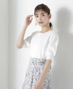 新品！NATURAL BEAUTY BASIC 総針マトンハーフスリーブニット