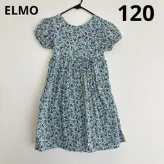 ELMO 半袖ワンピース　120 花柄　紺　紫　青　背中あき　夏のサムネイル
