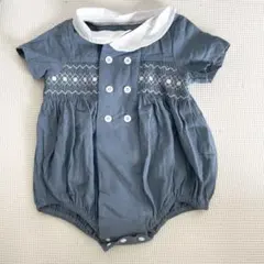 青い襟付きロンパース 95cm未満