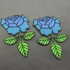 刺繍　アイロン　ワッペン　バラ　花　大　2枚セット