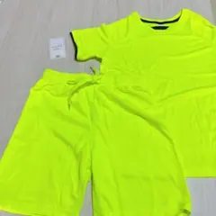スポーツウェア　キッズ　Tシャツ　ショーツパンツ セット 蛍光イエロー
