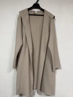 PLST ベージュ フード付き薄手ロングコート