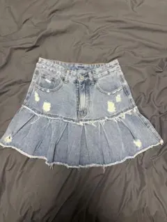 SHEIN シーン デニムプリーツミニスカート ダメージ Y2K XS