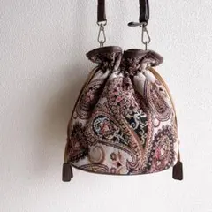 MENOMOSSO ジャガードペイズリー巾着ショルダーバッグ