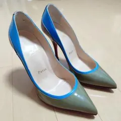 35.5 クリスチャンルブタン パンプス ヒール グレー カーキ ブラウン