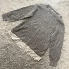 ショコラフィネローブ【F】ニット 長袖 ラグラン袖 シャツ裾レイヤード グレー