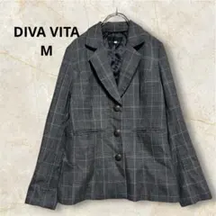 DIVA VITA グレンチェック テーラードジャケット グレー Mサイズ