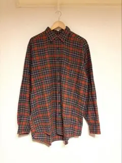 L.L.Bean チェック柄 長袖シャツ L オレンジ