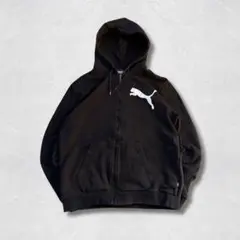 PUMA ジップパーカー L ブラック ビッグロゴ バックプリント プーマ