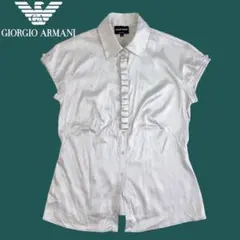 05T670☆ GIORGIO ARMANI 光沢 シルク シャツブラウス 春夏