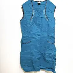 【希少】フランス製 ヴィンテージ 前開きワンピース ジレ チュニック ブルー