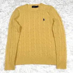 ラルフローレン 現行QRタグ カシミヤ混ケーブルニットセーター イエローSサイズ