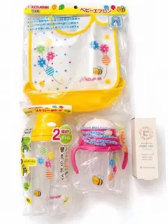 KIDS&MAMA ベビー用品 4点セット ストローマグ エプロンのサムネイル
