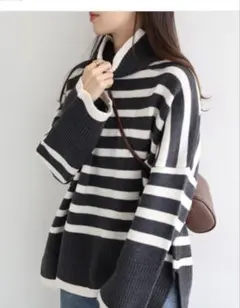 アンドミー　ボーダーハイネックニット　Mサイズ