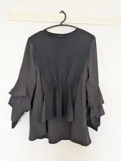 新品　SILENT WORTH 長袖 ブラウス フリル袖 ブラック M