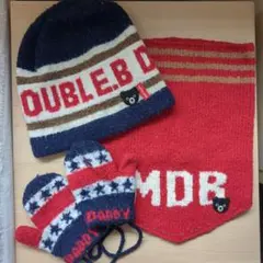 ミキハウス　ダブルビー　3点セット　ニット帽　手袋　腹巻き